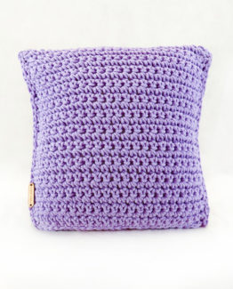 Unikatowa poduszka ze sznurka bawełnianego lawendowy splot