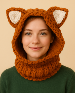 czapka komin rudy lis