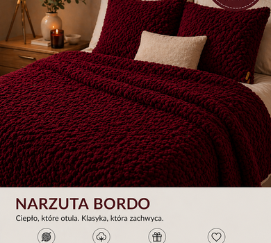 bordowa narzuta na łózko