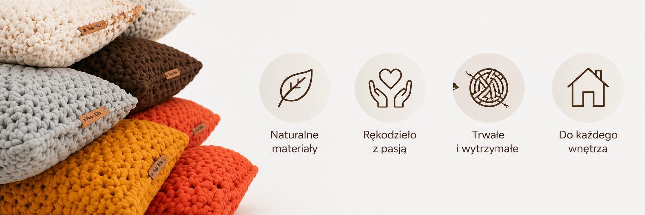 Poduszki ze sznurka bawełnianego handmade banner