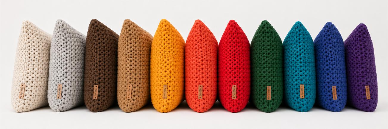 Zestaw poduszek ze sznurka bawełnianego różne kolory